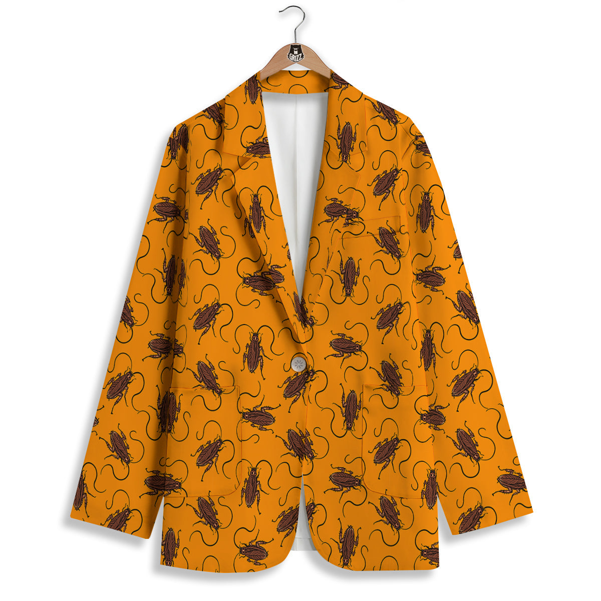 Cockroach Orange Print Pattern Women's Blazer-grizzshop