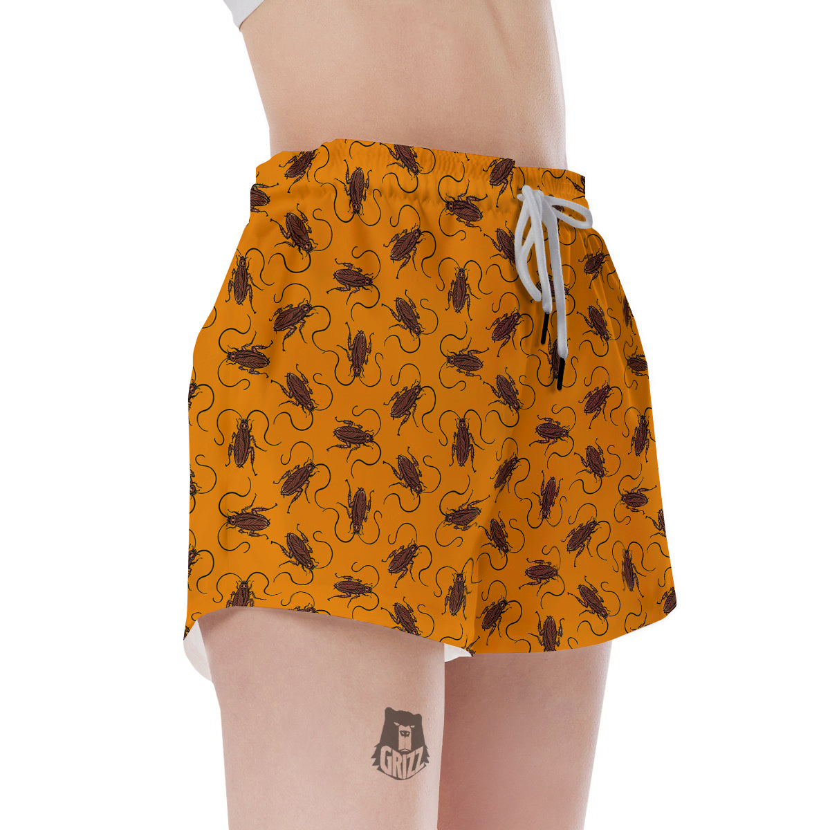 Cockroach Orange Print Pattern Women's Shorts-grizzshop