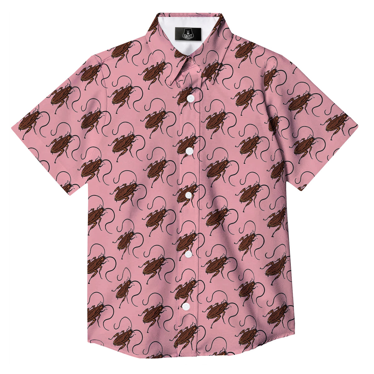 Cockroach Pink Print Pattern Button Up Shirt-grizzshop