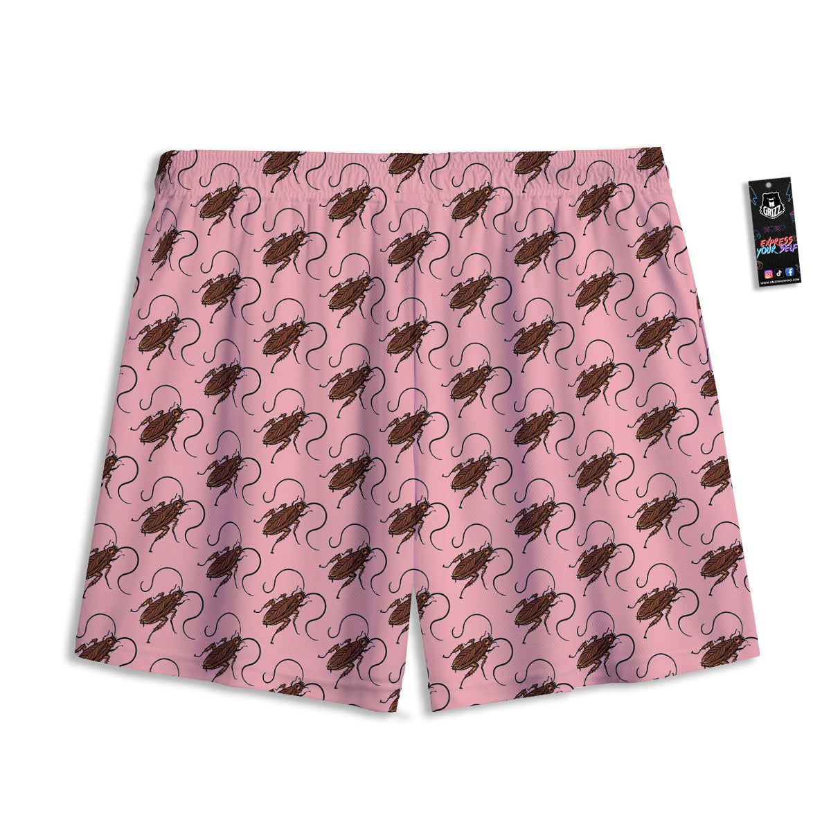 Cockroach Pink Print Pattern Mesh Shorts-grizzshop