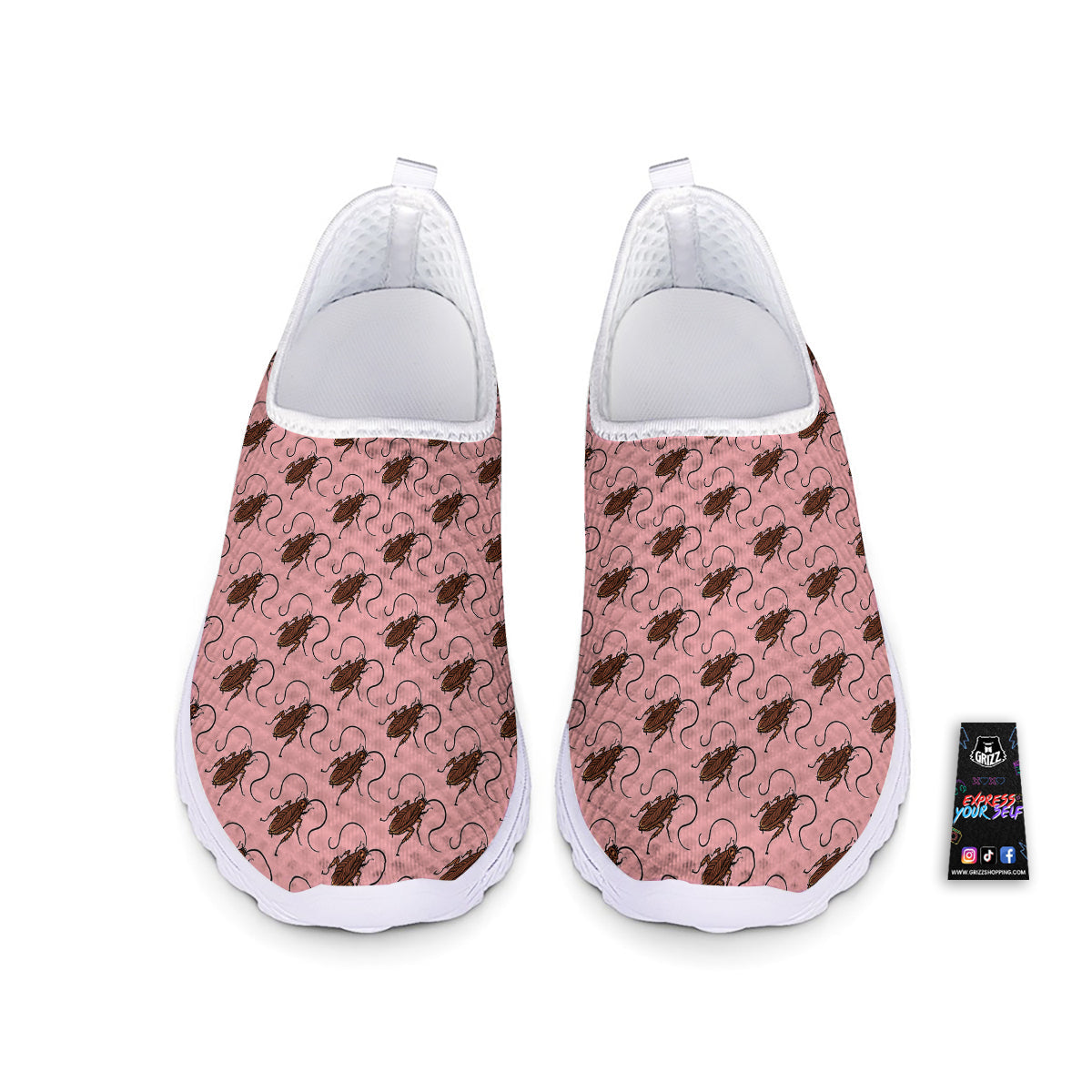 Cockroach Pink Print Pattern Nurse Shoes-grizzshop
