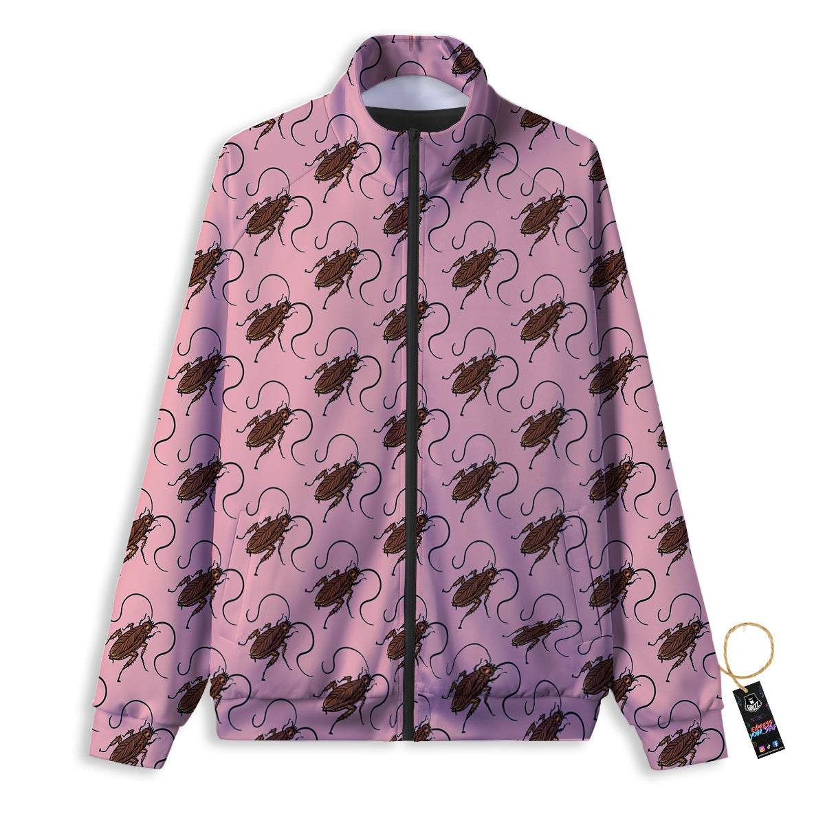 Cockroach Pink Print Pattern Track Jacket-grizzshop