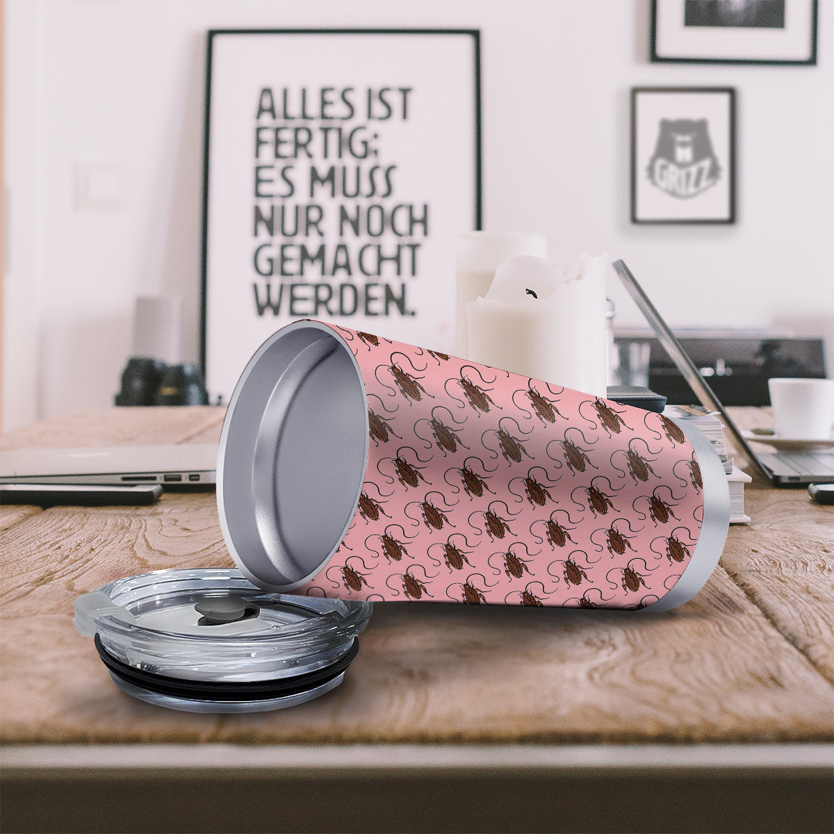 Cockroach Pink Print Pattern Tumbler-grizzshop