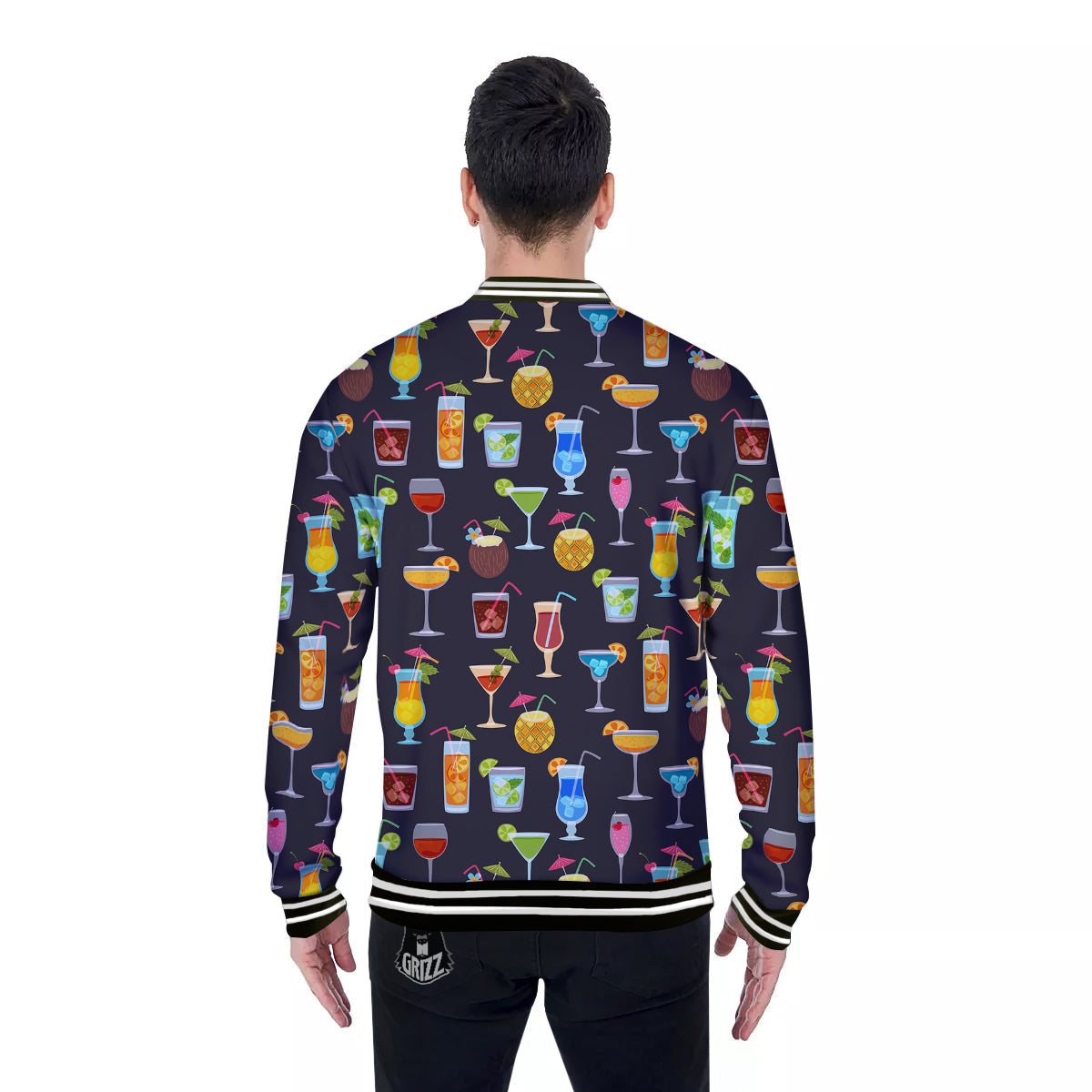 Cocktail Exotic Print Pattern Baseball Jacket-grizzshop