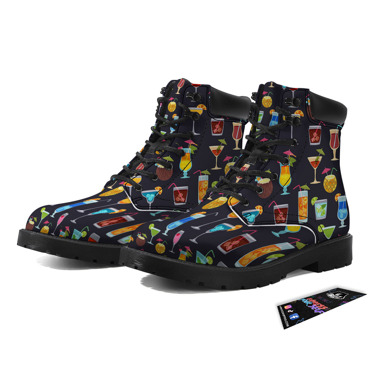 Cocktail Exotic Print Pattern Boots-grizzshop