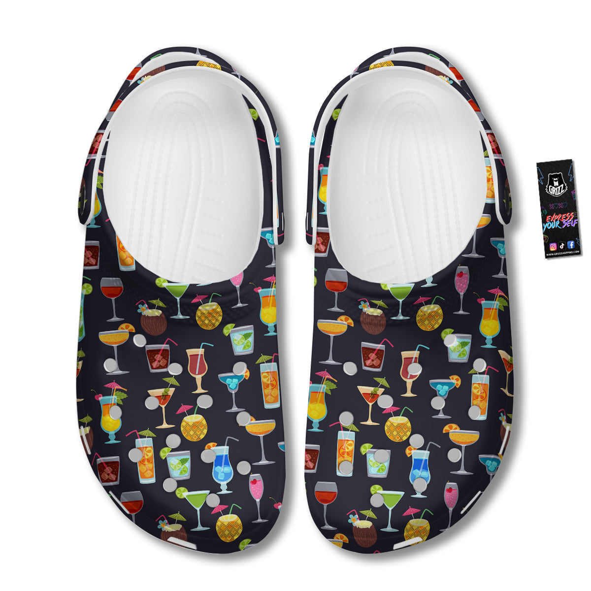 Cocktail Exotic Print Pattern Clog-grizzshop