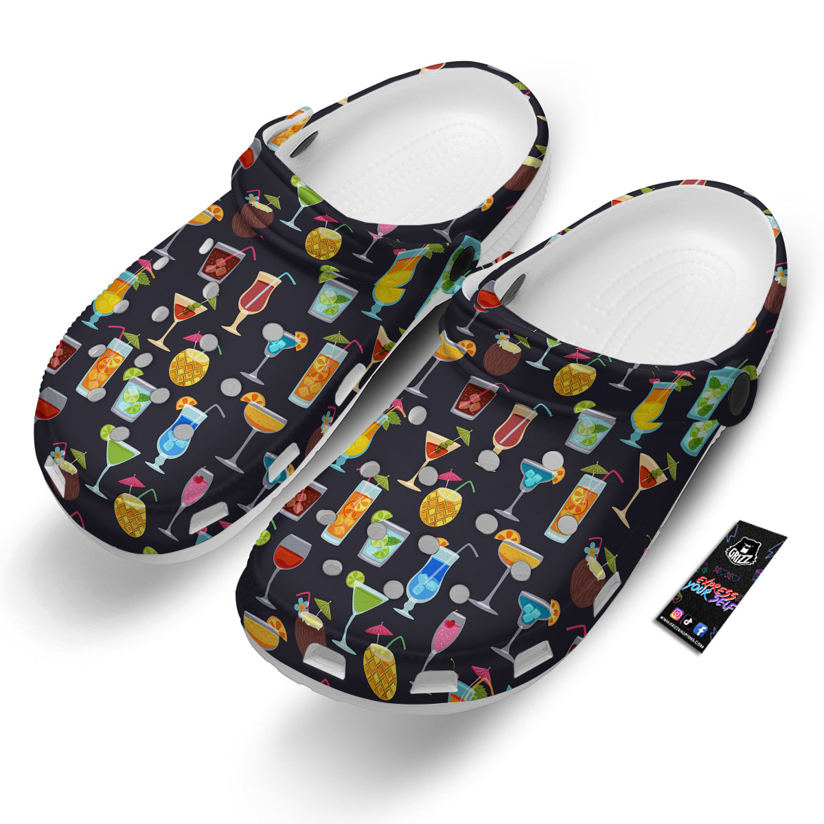Cocktail Exotic Print Pattern Clog-grizzshop