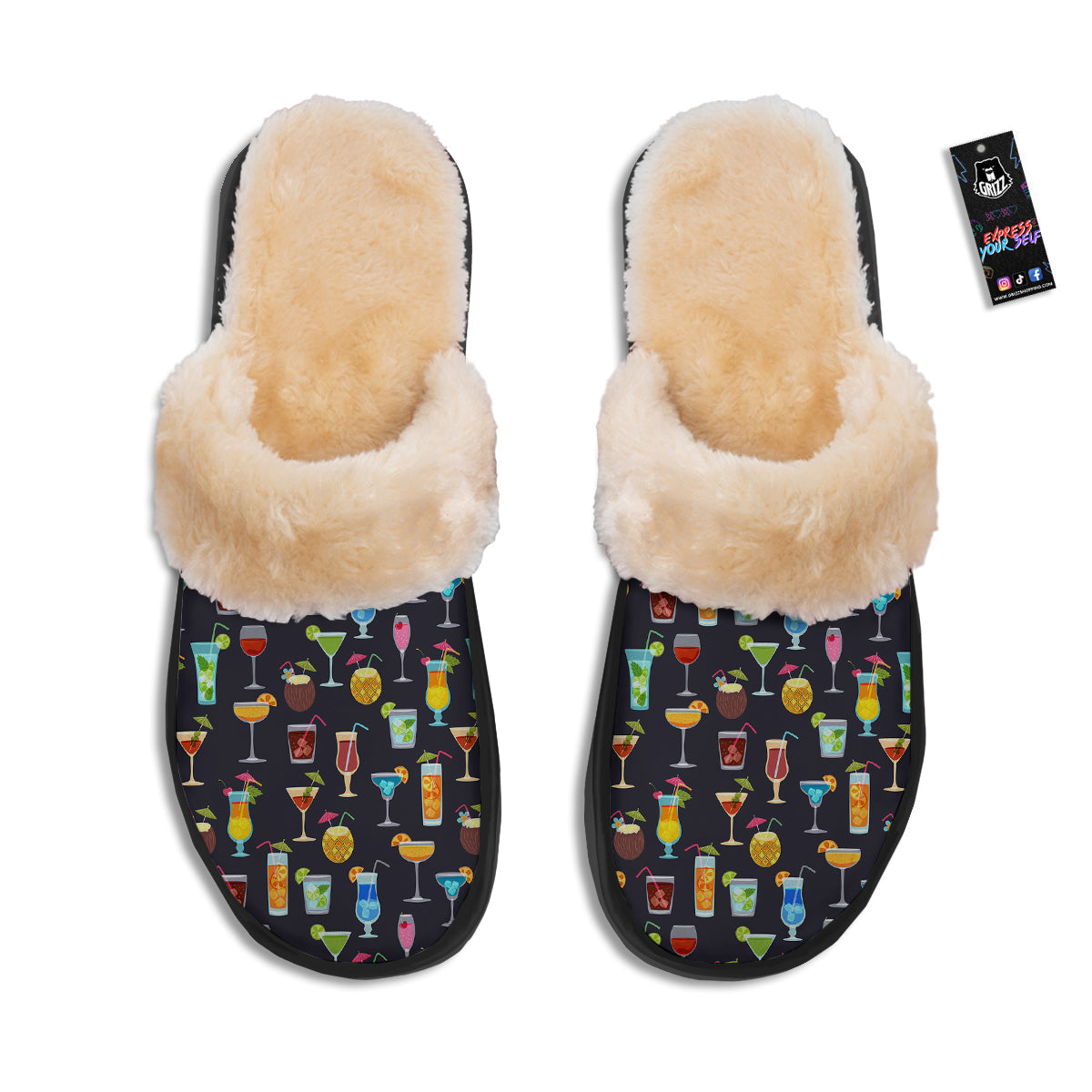 Cocktail Exotic Print Pattern Slippers-grizzshop