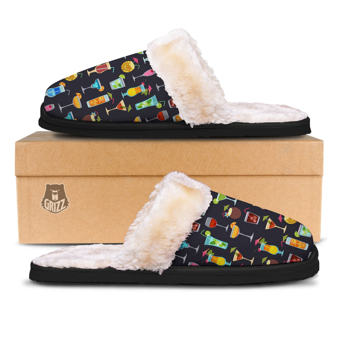 Cocktail Exotic Print Pattern Slippers-grizzshop
