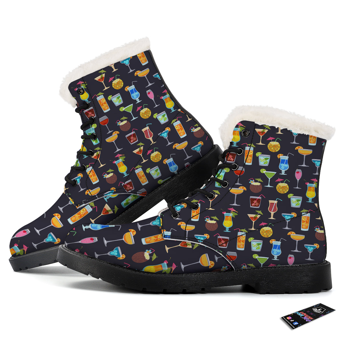 Cocktail Exotic Print Pattern Winter Boots-grizzshop