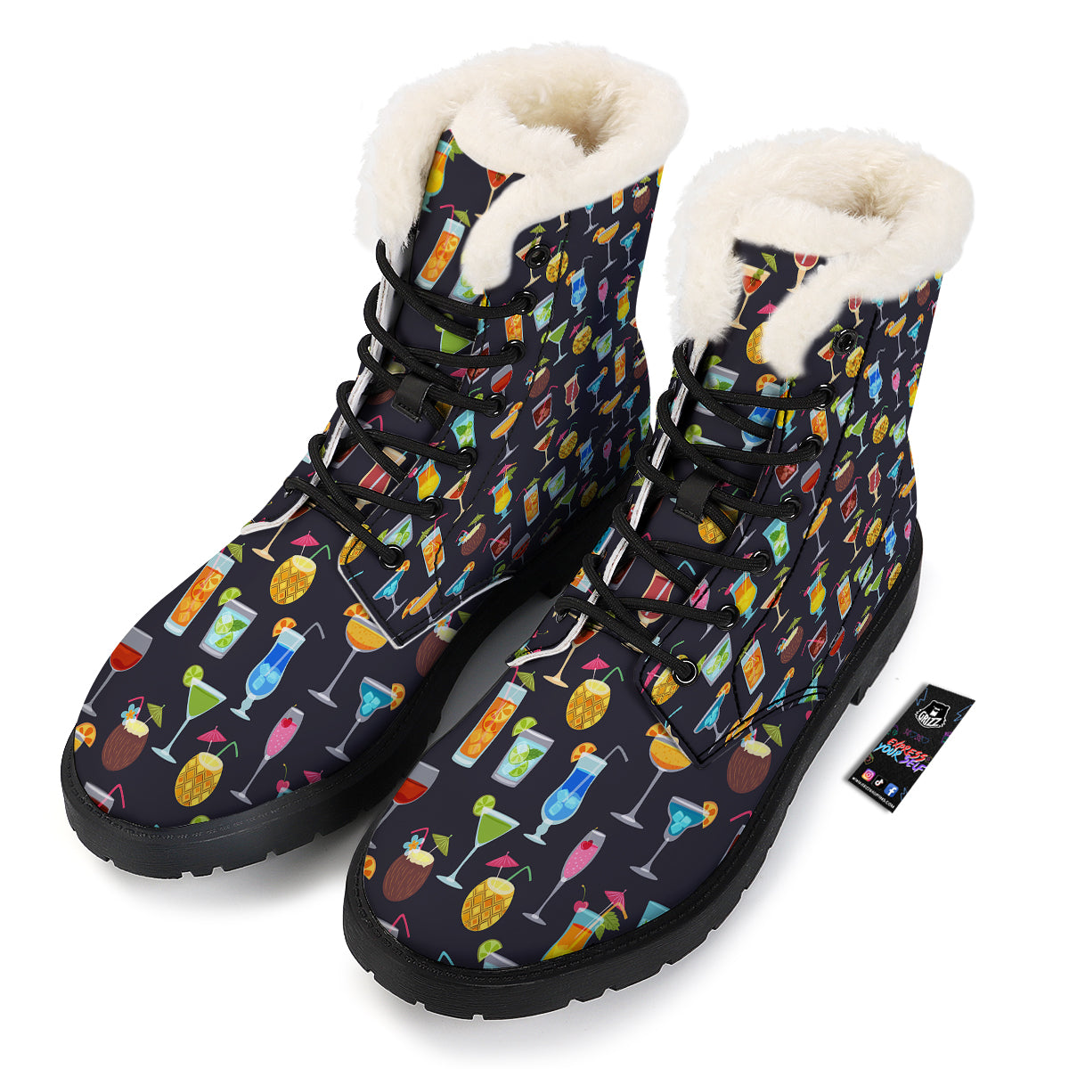 Cocktail Exotic Print Pattern Winter Boots-grizzshop