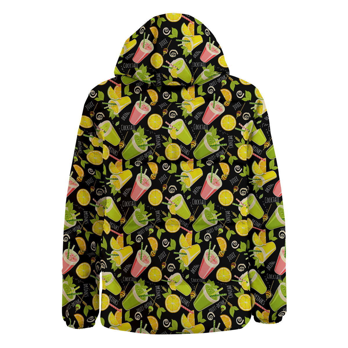 Cocktail Lemon Print Pattern Down Jacket-grizzshop