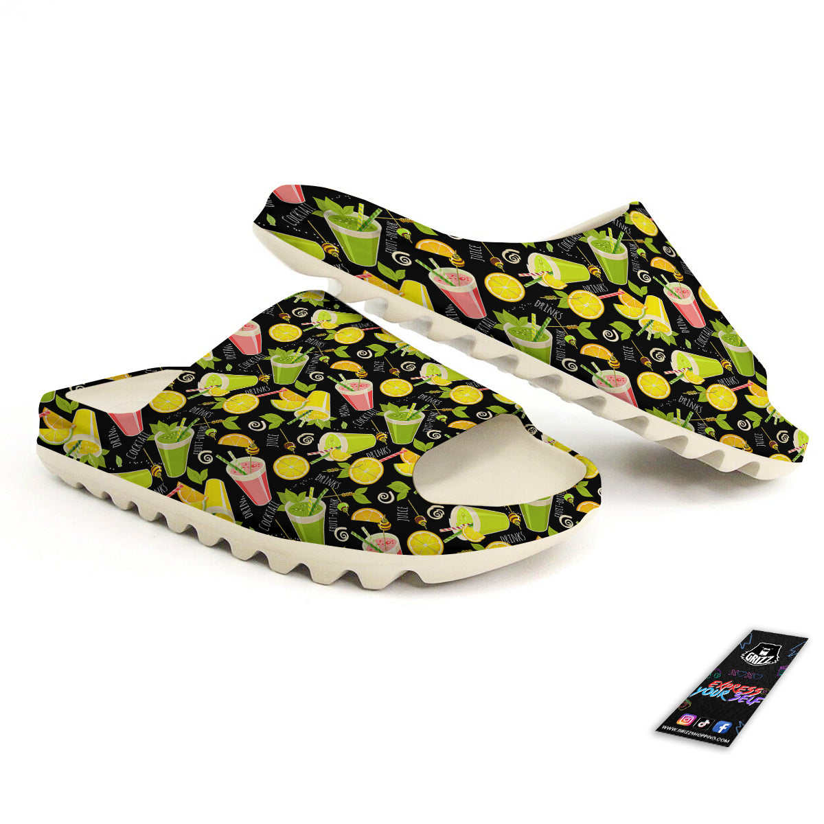 Cocktail Lemon Print Pattern Sandals-grizzshop