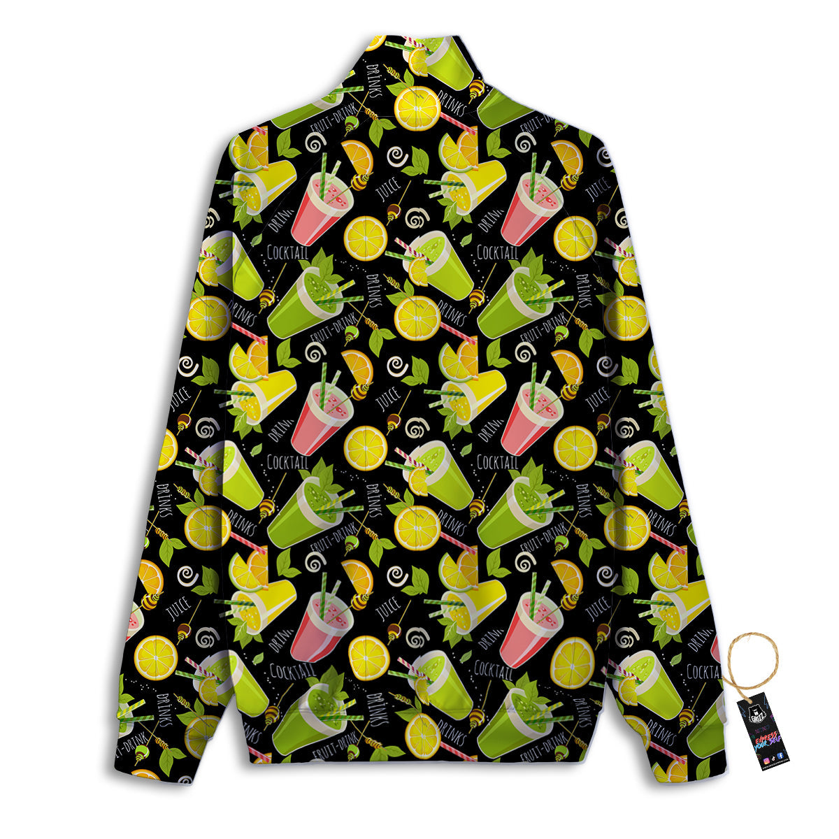 Cocktail Lemon Print Pattern Track Jacket-grizzshop