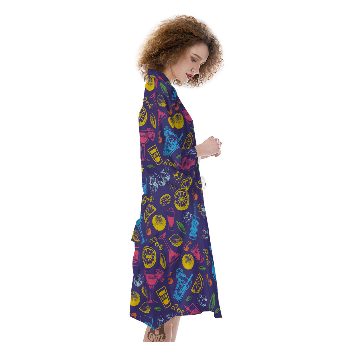 Cocktail Watercolor Print Pattern Kimono-grizzshop