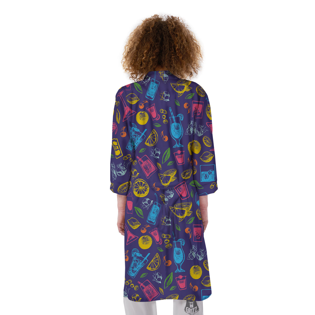 Cocktail Watercolor Print Pattern Kimono-grizzshop