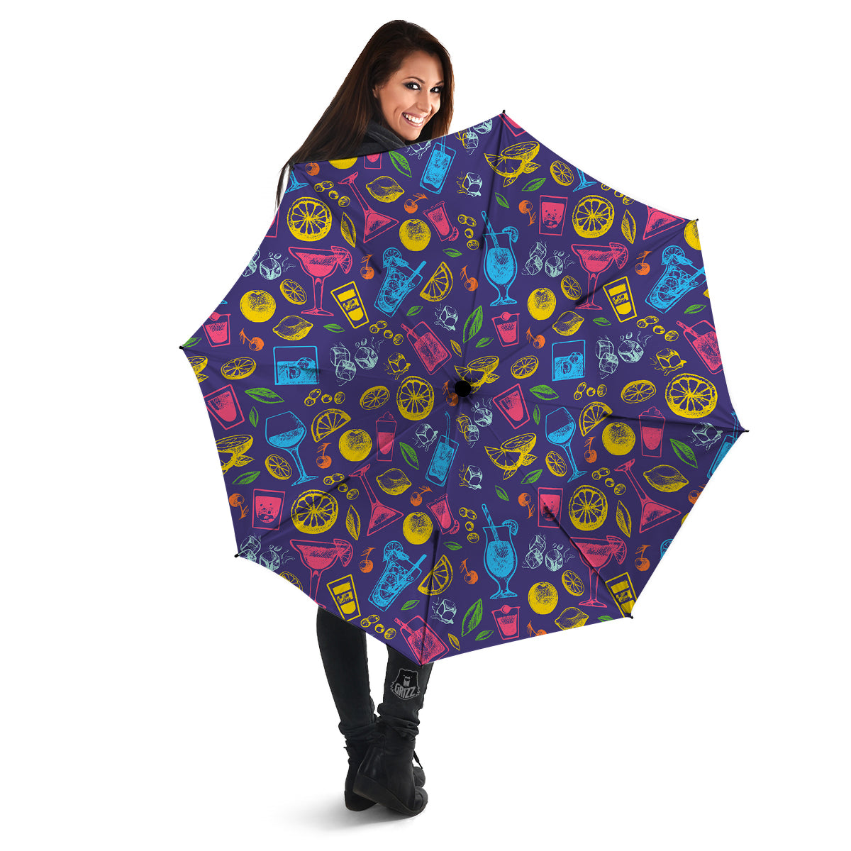 Cocktail Watercolor Print Pattern Umbrella-grizzshop