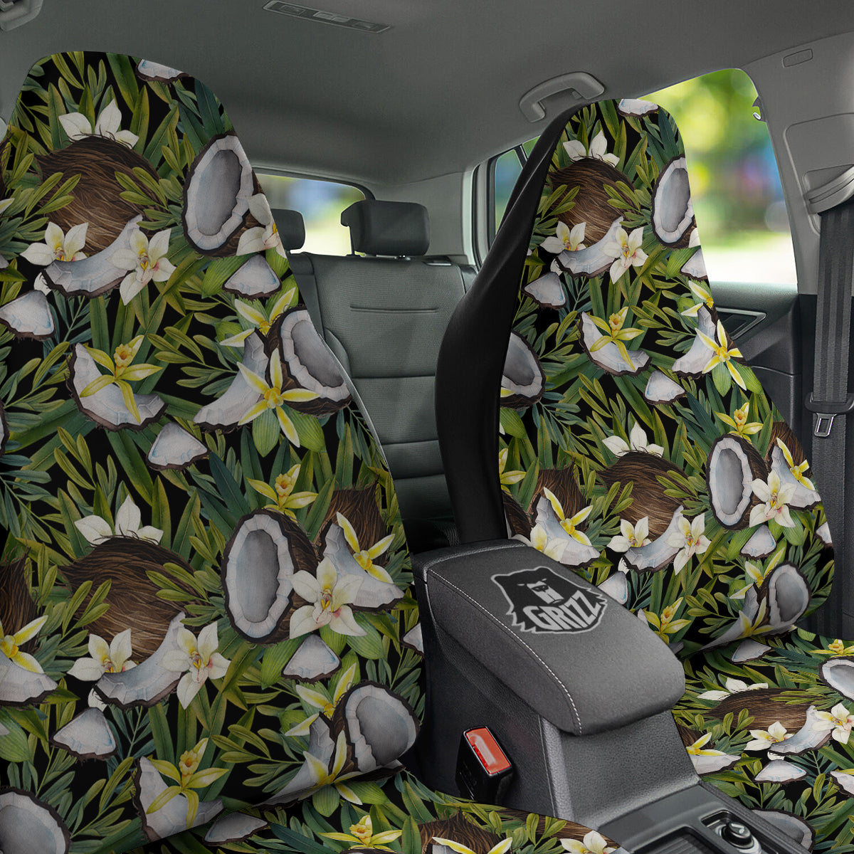 Coconut And Vanilla Flower Print Pattern Car Seat Covers-grizzshop