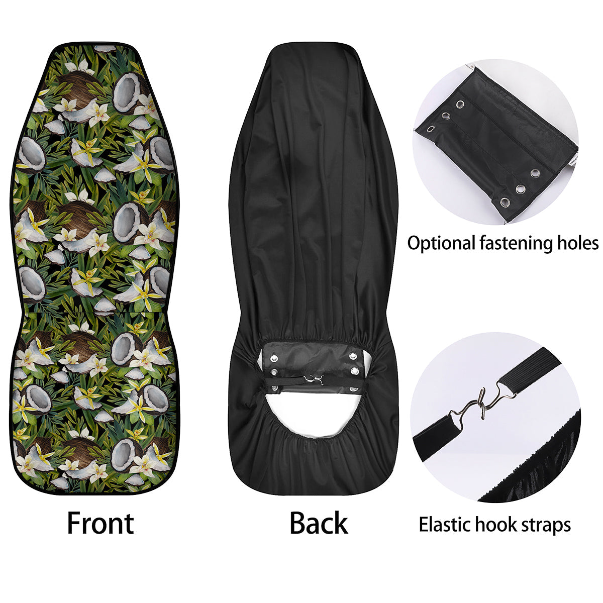 Coconut And Vanilla Flower Print Pattern Car Seat Covers-grizzshop