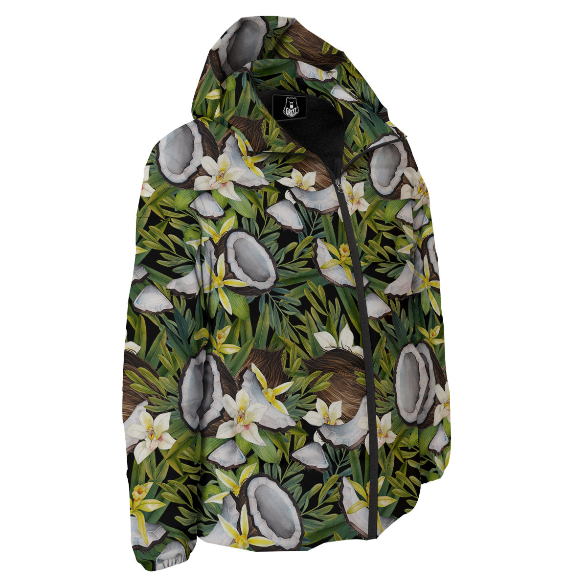 Coconut And Vanilla Flower Print Pattern Down Jacket-grizzshop