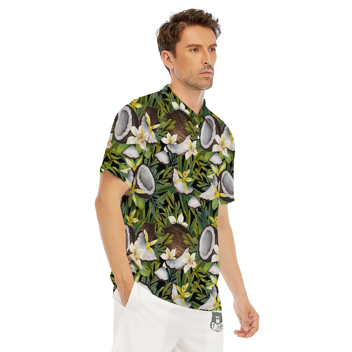 Coconut And Vanilla Flower Print Pattern Men's Golf Shirts-grizzshop