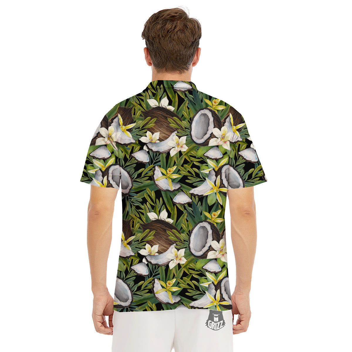 Coconut And Vanilla Flower Print Pattern Men's Golf Shirts-grizzshop