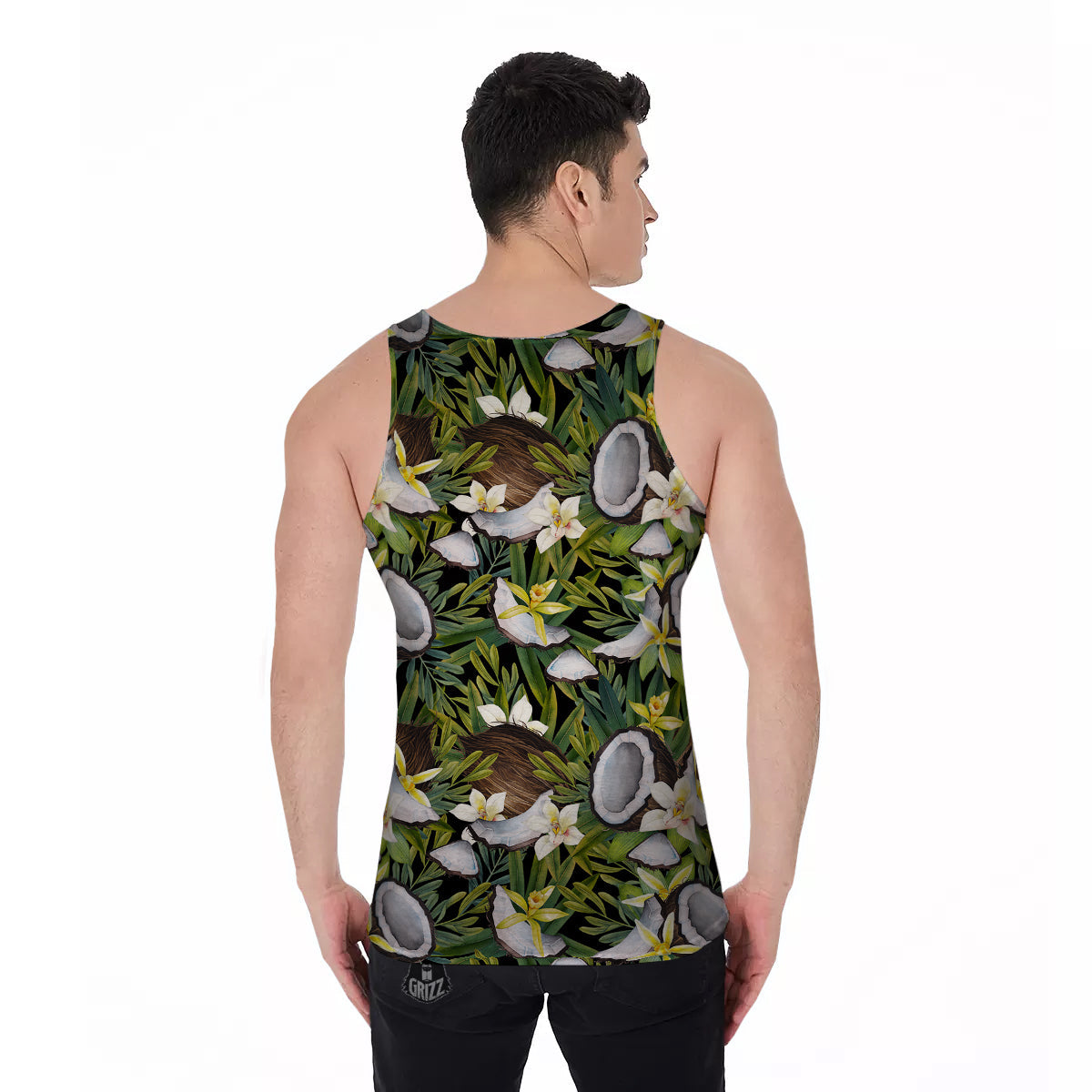 Coconut And Vanilla Flower Print Pattern Men's Tank Top-grizzshop