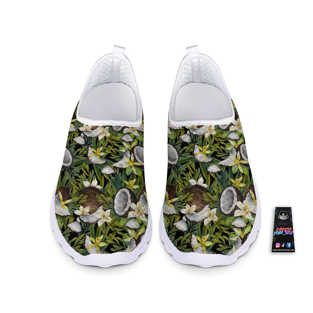 Coconut And Vanilla Flower Print Pattern Nurse Shoes-grizzshop