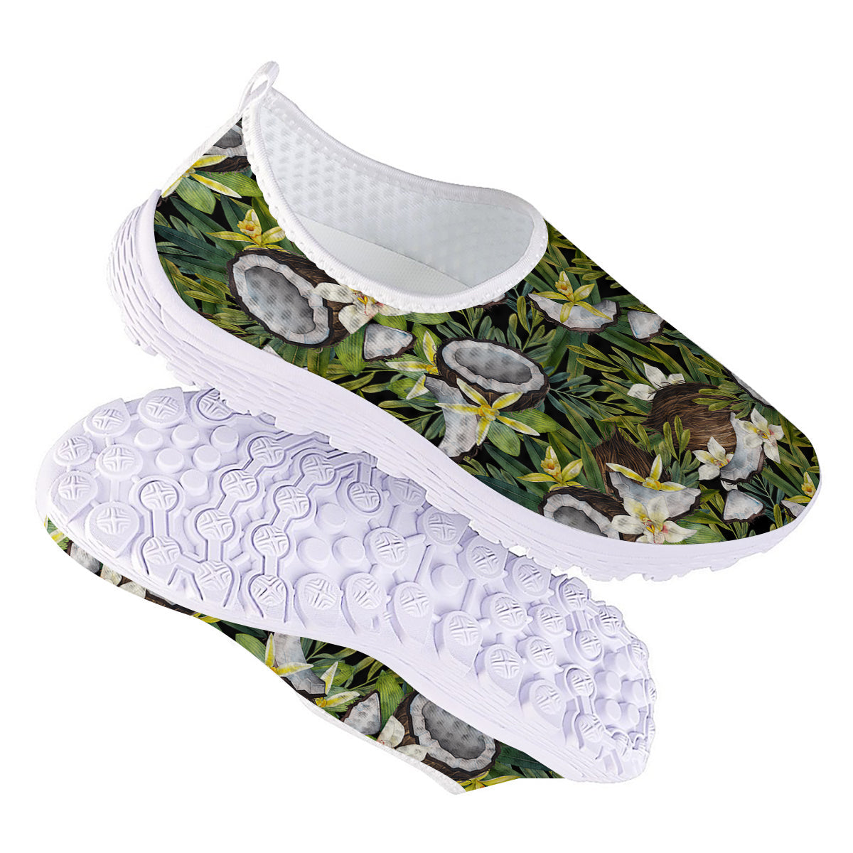 Coconut And Vanilla Flower Print Pattern Nurse Shoes-grizzshop