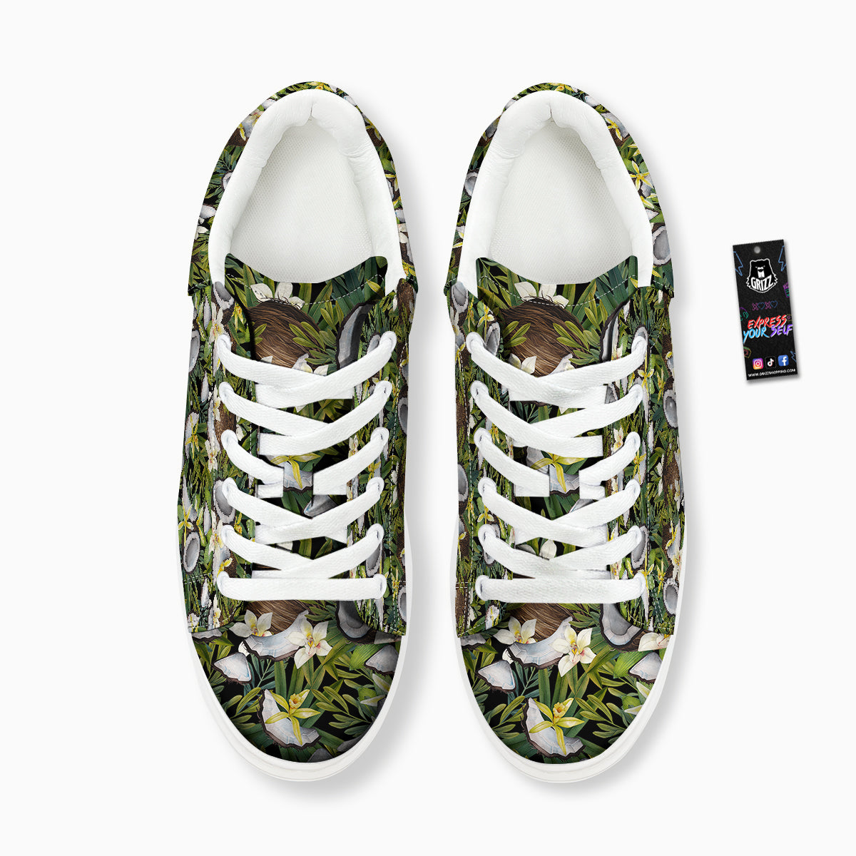 Coconut And Vanilla Flower Print Pattern Platform Shoes-grizzshop