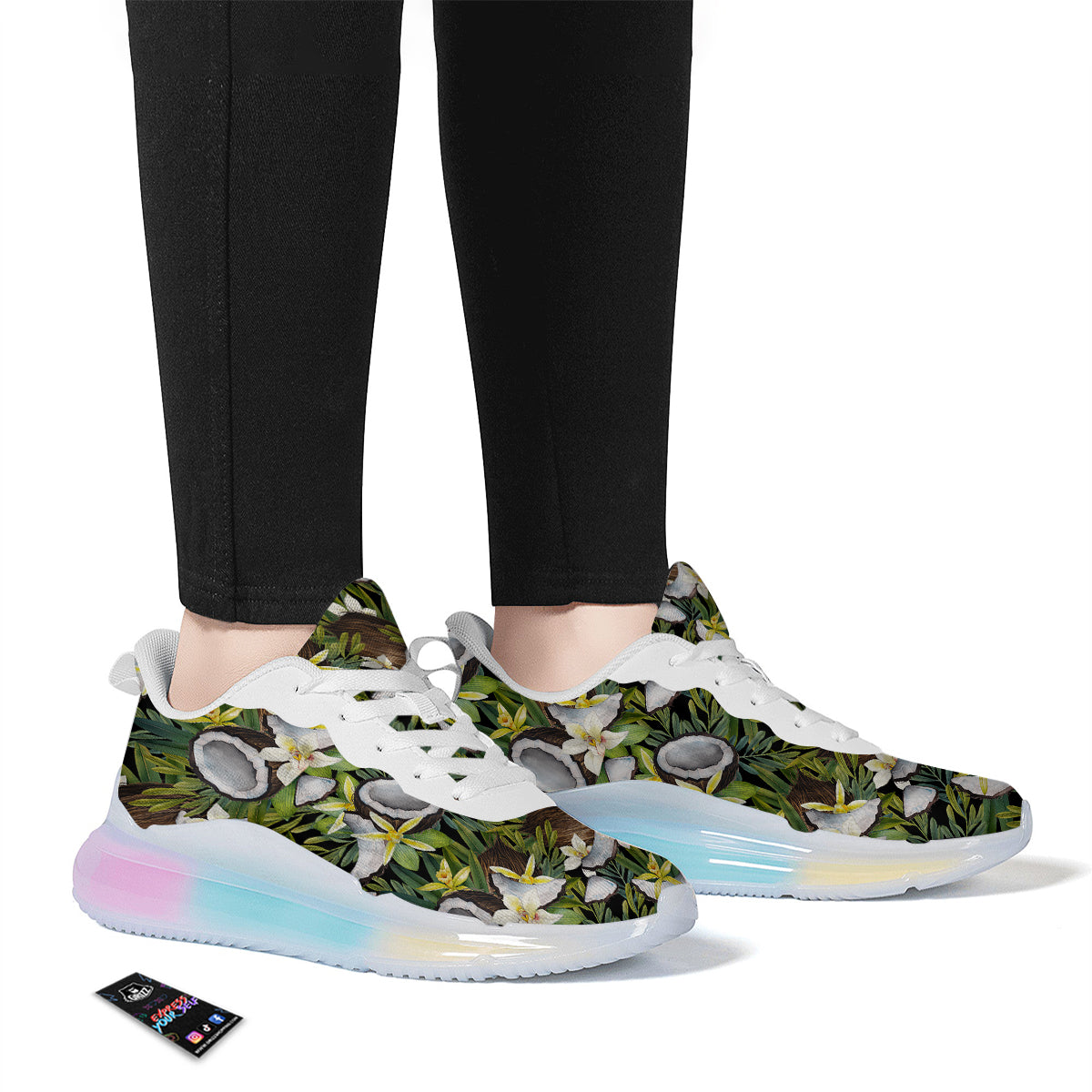 Coconut And Vanilla Flower Print Pattern Running Sneakers-grizzshop