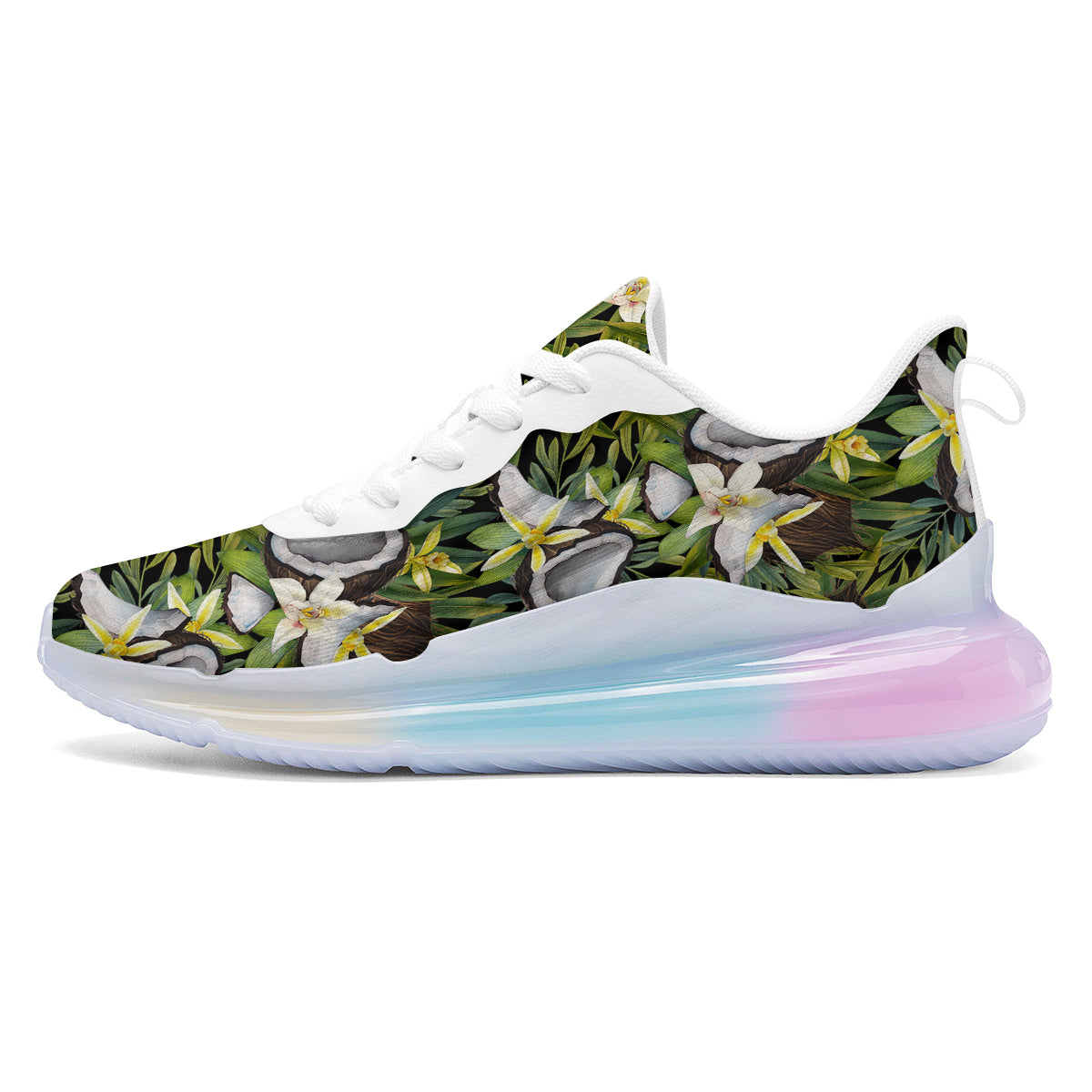 Coconut And Vanilla Flower Print Pattern Running Sneakers-grizzshop