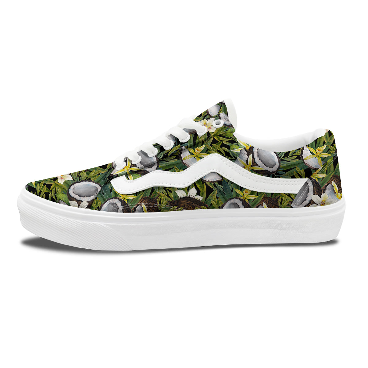 Coconut And Vanilla Flower Print Pattern Skate Shoes-grizzshop