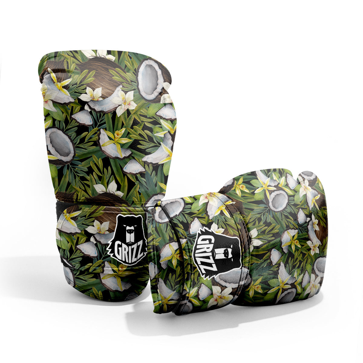 Coconut And Vanilla Flower Print Pattern Sparring Gloves-grizzshop