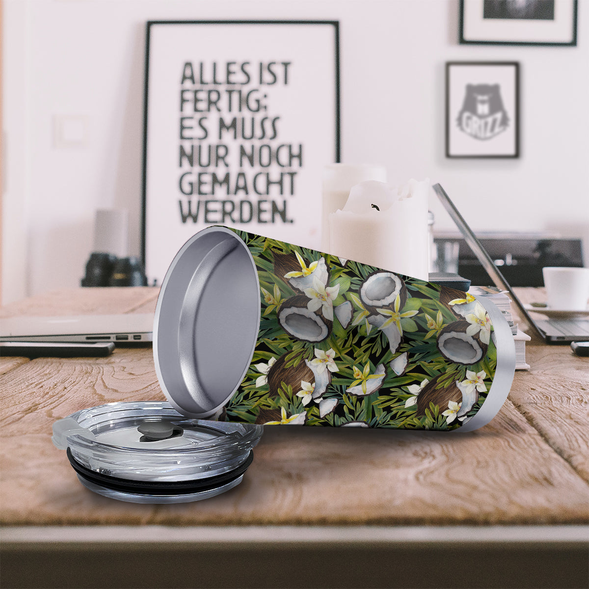 Coconut And Vanilla Flower Print Pattern Tumbler-grizzshop