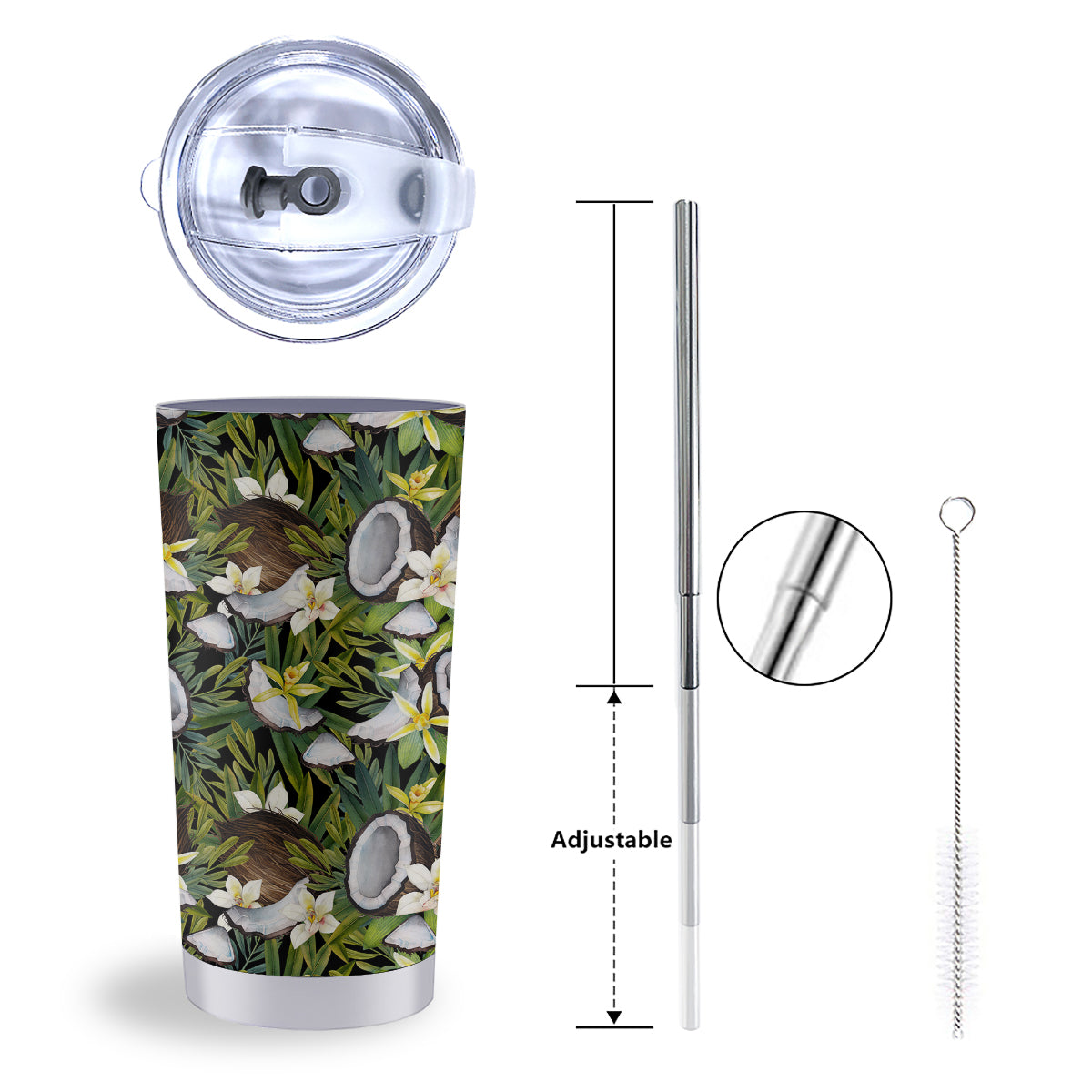 Coconut And Vanilla Flower Print Pattern Tumbler-grizzshop