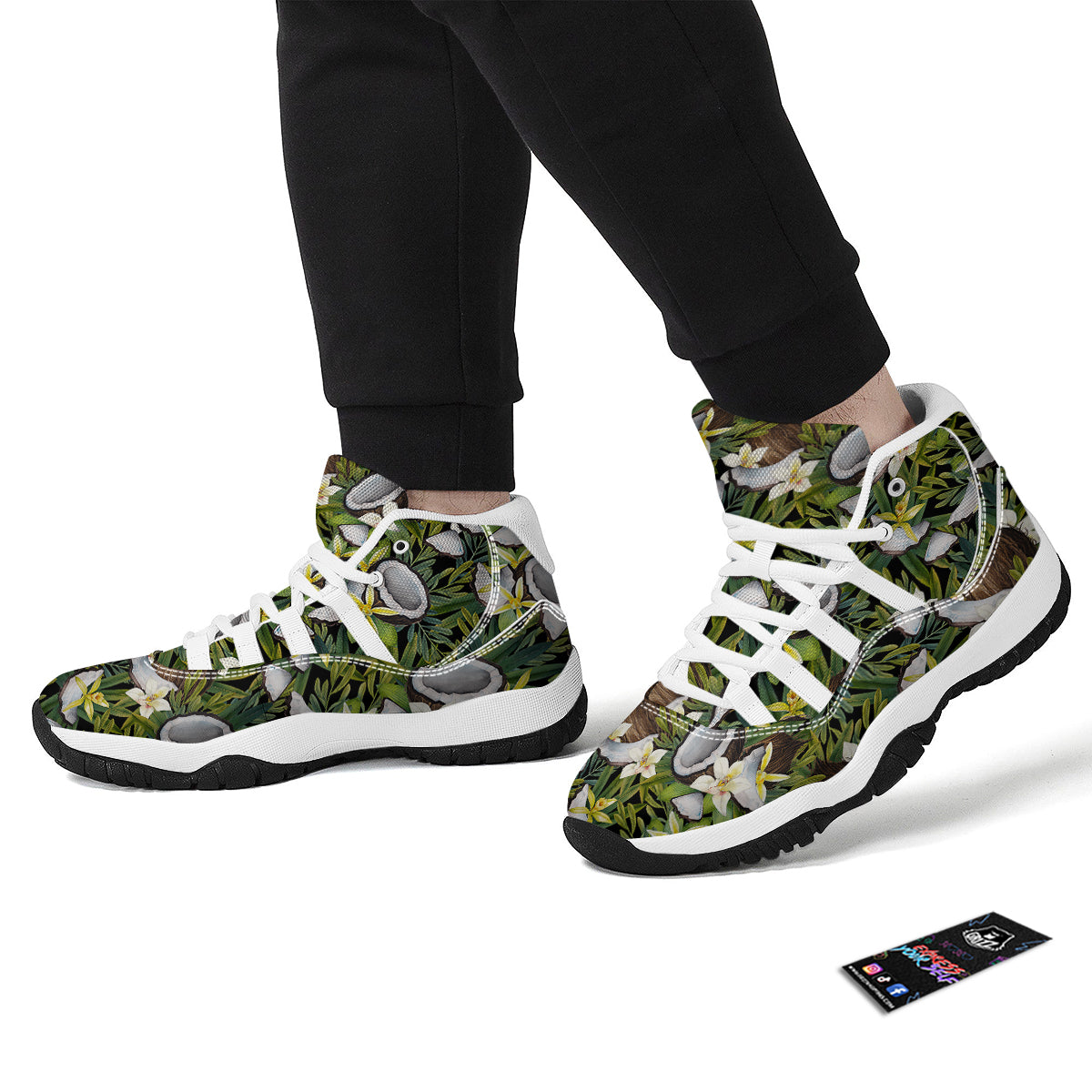 Coconut And Vanilla Flower Print Pattern White Bball Shoes-grizzshop