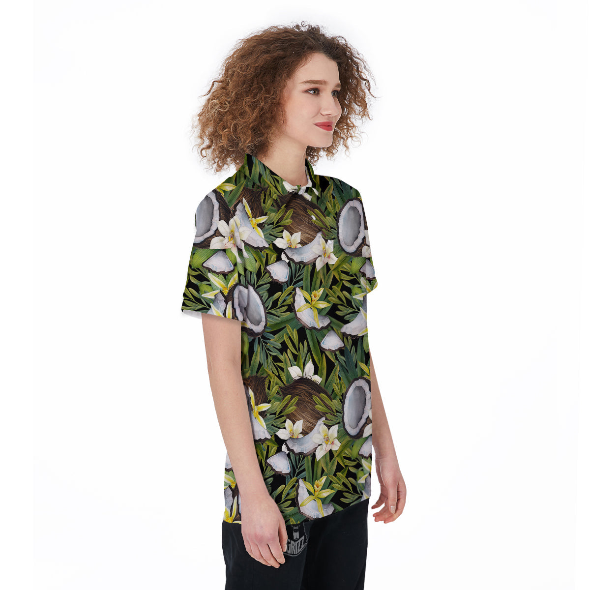 Coconut And Vanilla Flower Print Pattern Women's Golf Shirts-grizzshop
