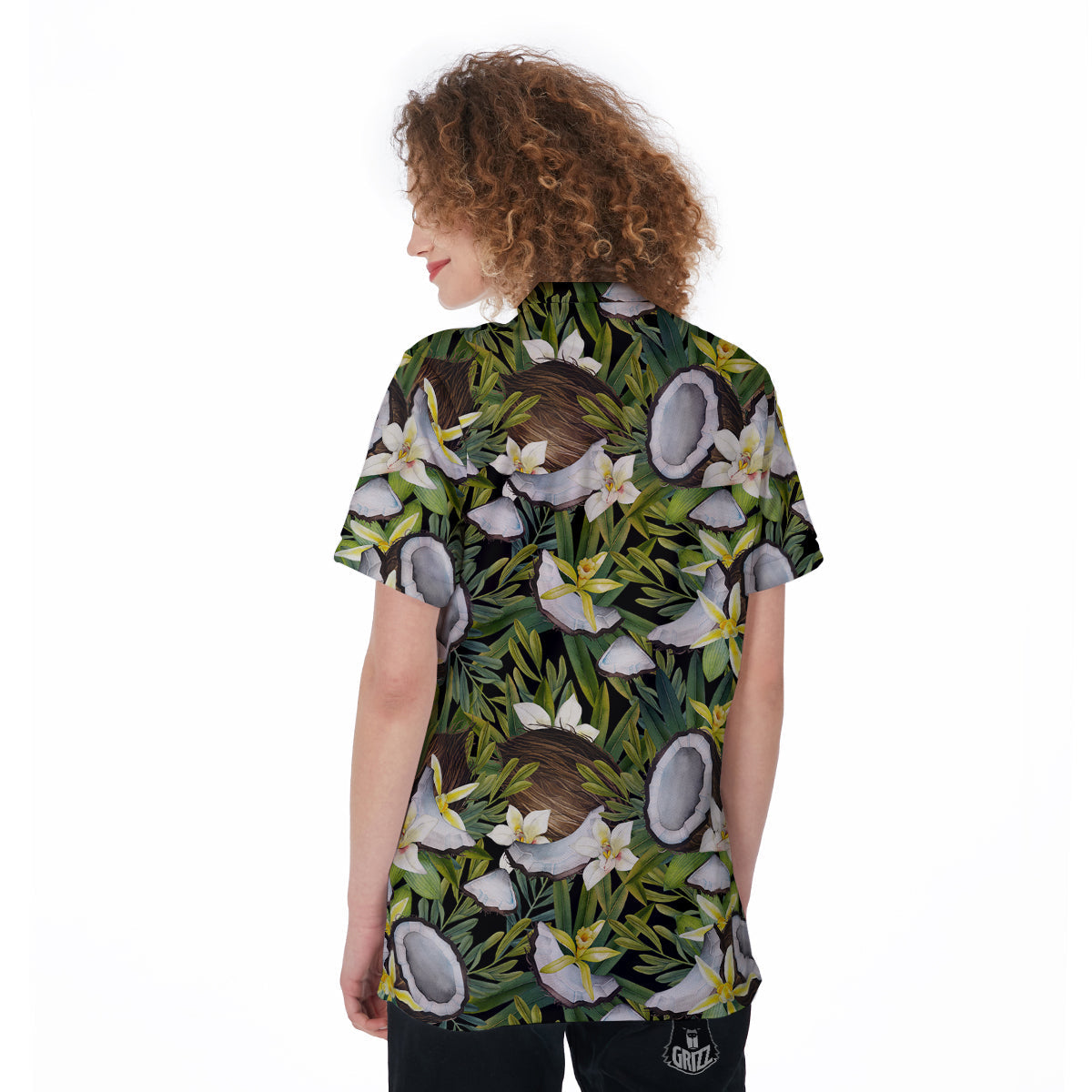 Coconut And Vanilla Flower Print Pattern Women's Golf Shirts-grizzshop