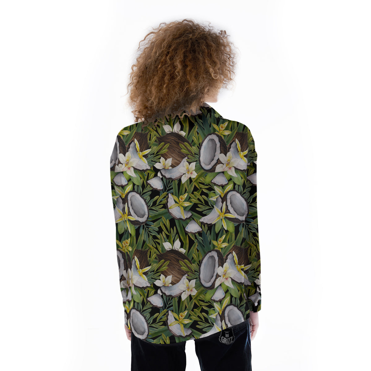 Coconut And Vanilla Flower Print Pattern Women's Long Sleeve Shirts-grizzshop