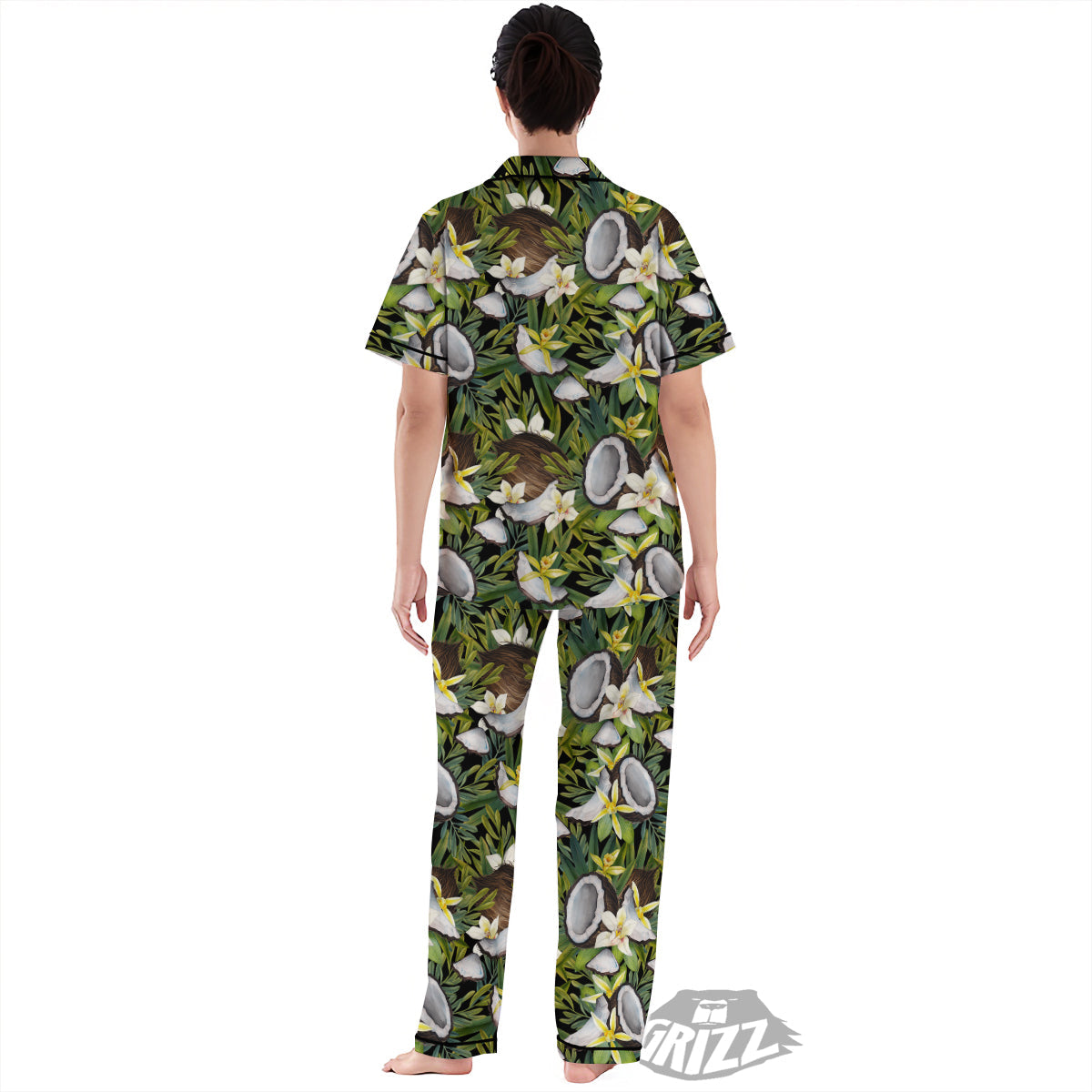 Coconut And Vanilla Flower Print Pattern Women's Pajamas Set-grizzshop