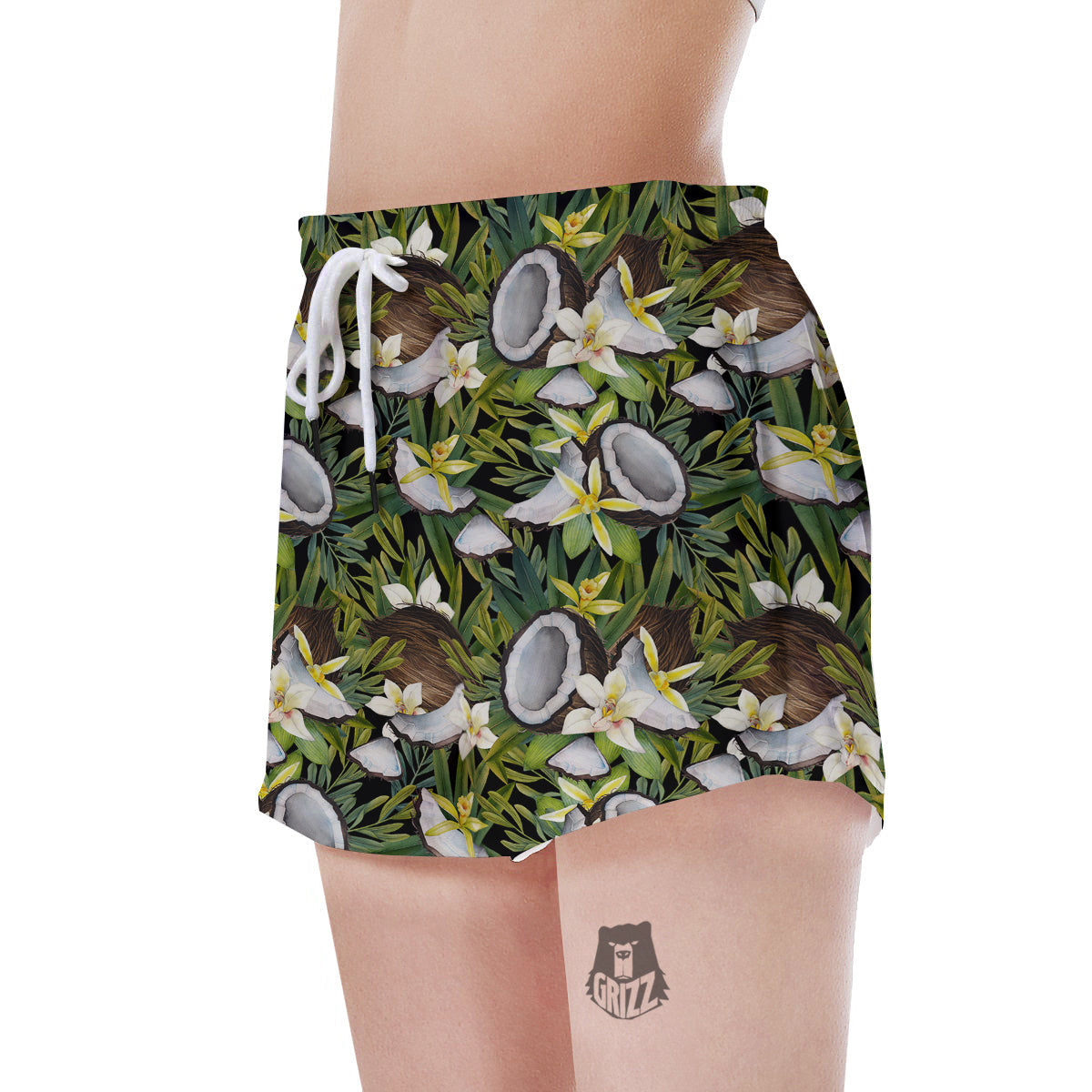 Coconut And Vanilla Flower Print Pattern Women's Shorts-grizzshop
