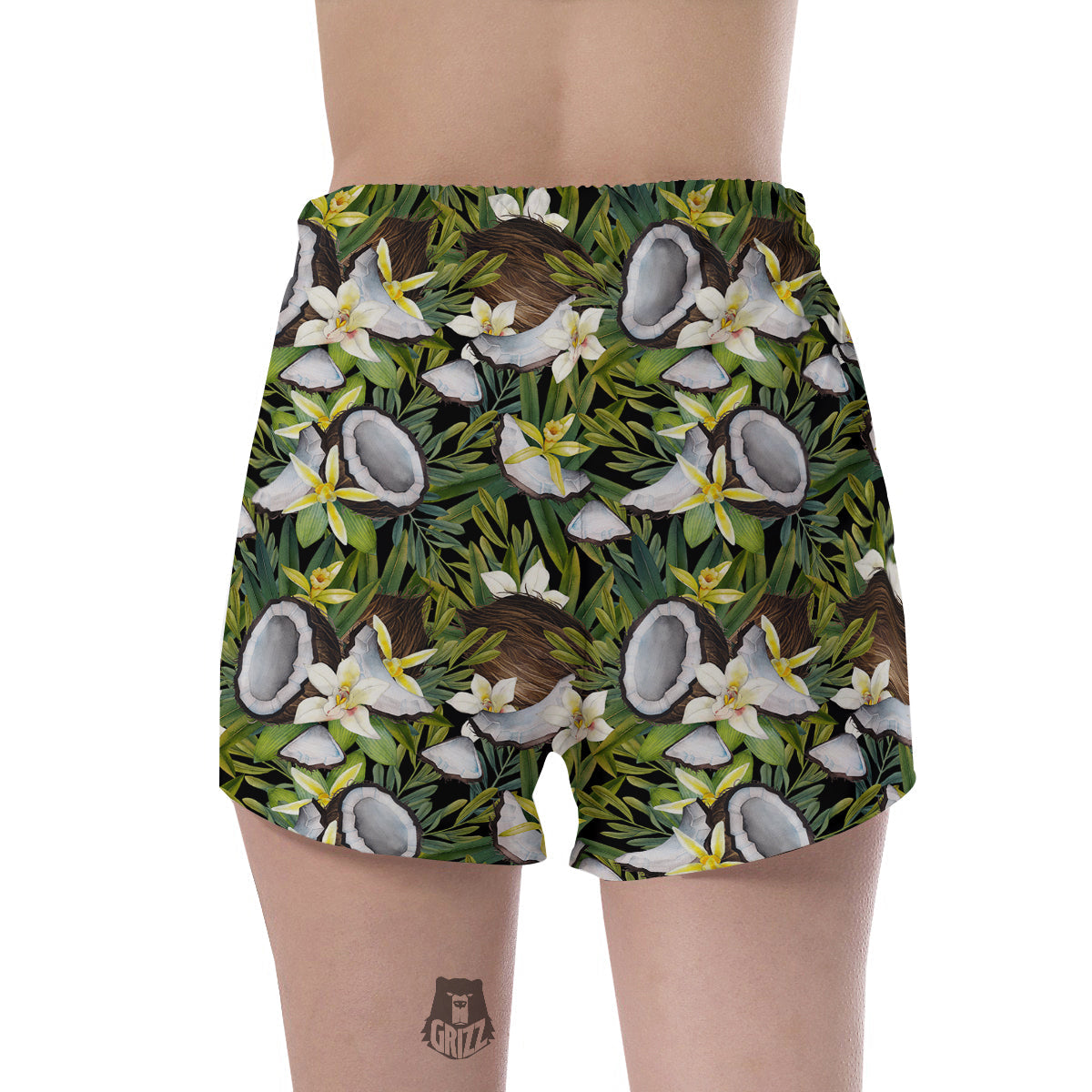 Coconut And Vanilla Flower Print Pattern Women's Shorts-grizzshop