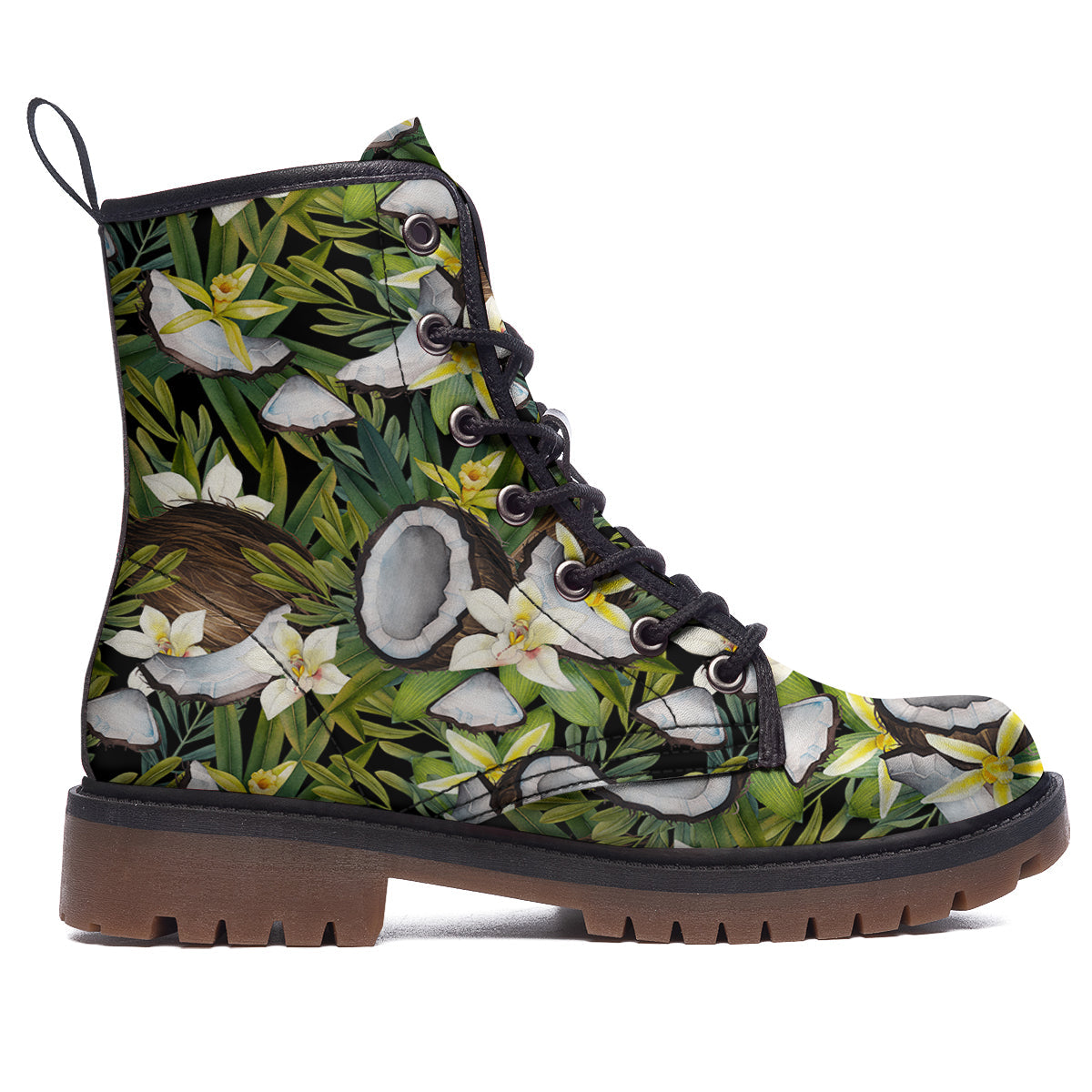 Coconut And Vanilla Flower Print Pattern Work Boots-grizzshop