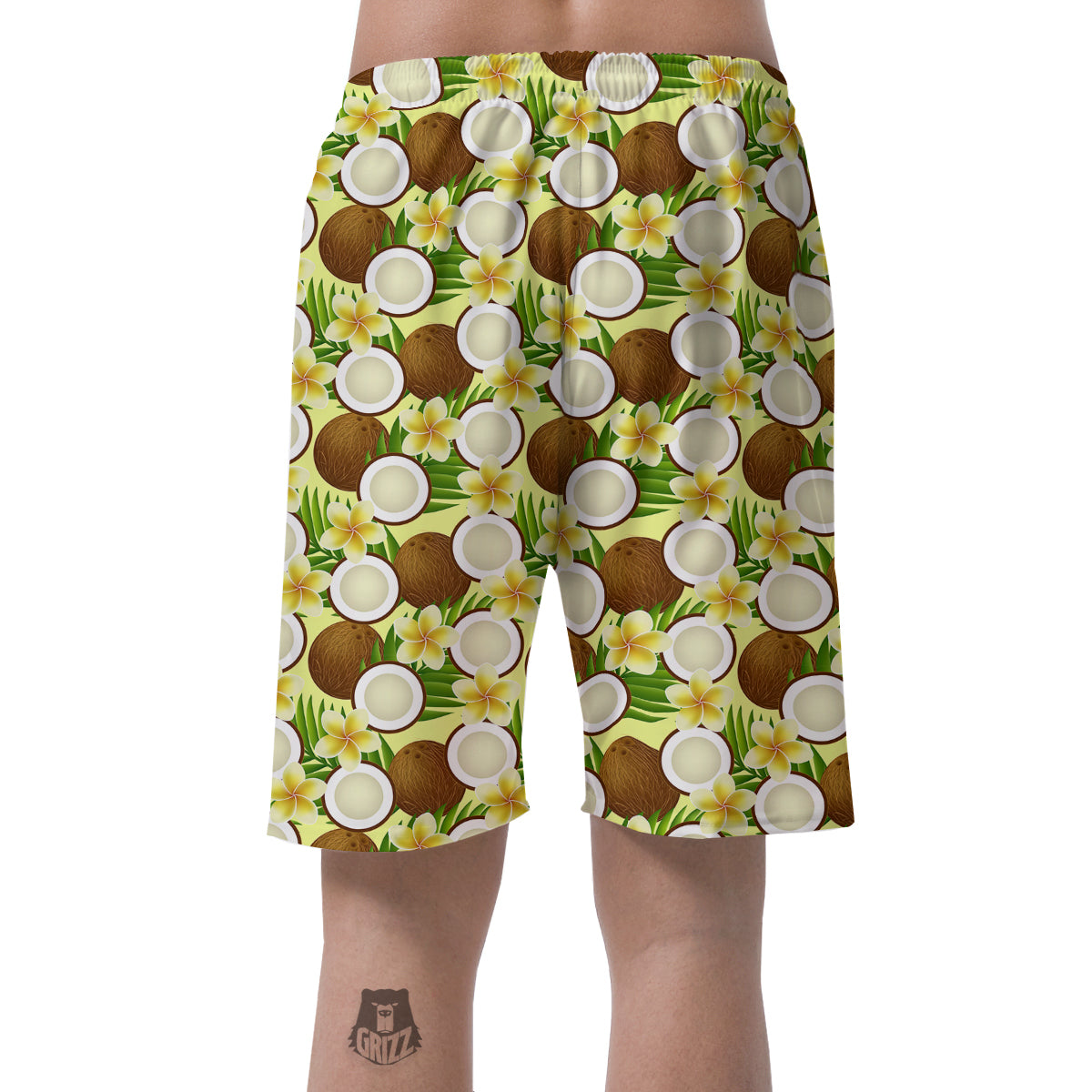 Coconut Beige Print Pattern Men's Shorts-grizzshop