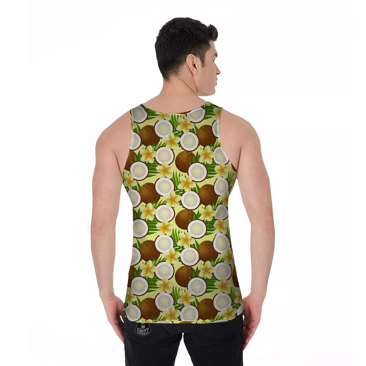 Coconut Beige Print Pattern Men's Tank Top-grizzshop