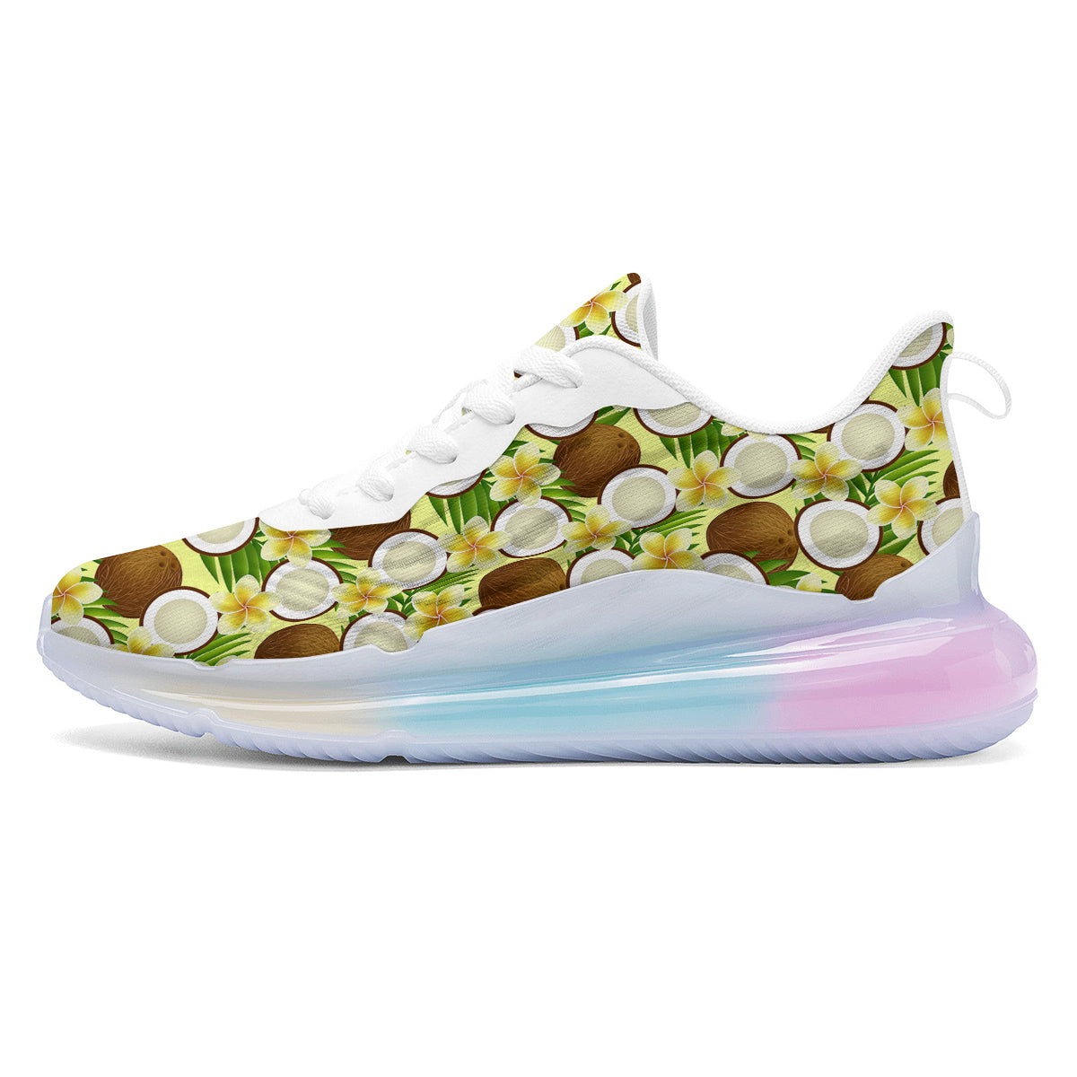 Coconut Beige Print Pattern Running Sneakers-grizzshop