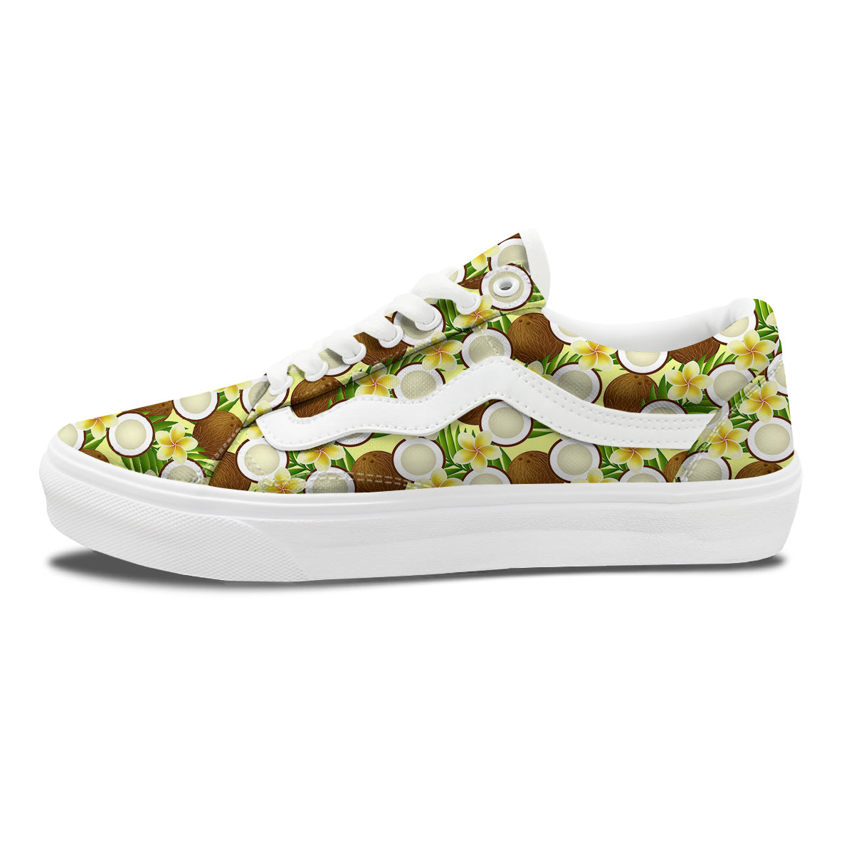 Coconut Beige Print Pattern Skate Shoes-grizzshop