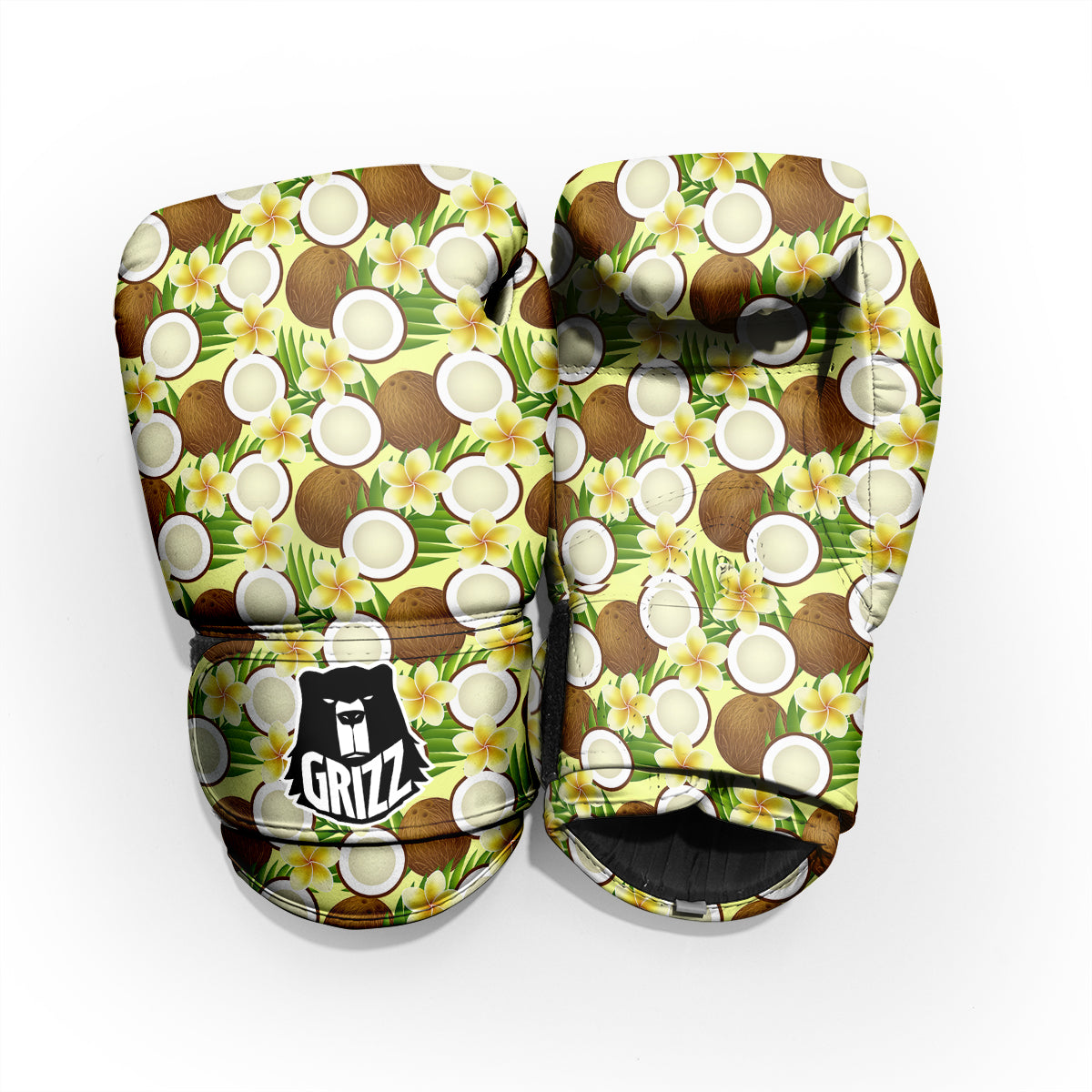 Coconut Beige Print Pattern Sparring Gloves-grizzshop