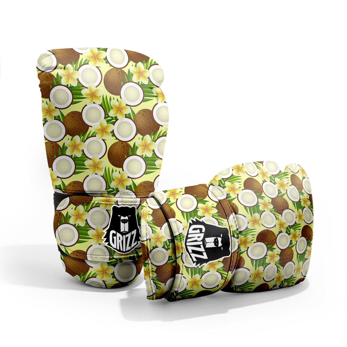Coconut Beige Print Pattern Sparring Gloves-grizzshop